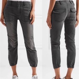 NILI LOTAN Cropped French Military Pants Academia Minimalist Faded Black Size 4